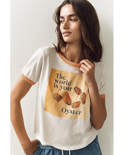 Sundry Brown Boxy Ringer Tee