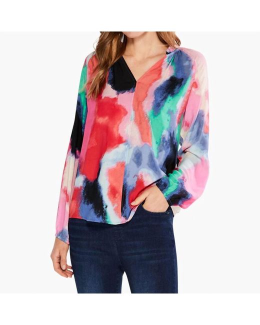 NIC+ZOE Red Abstract Art Top