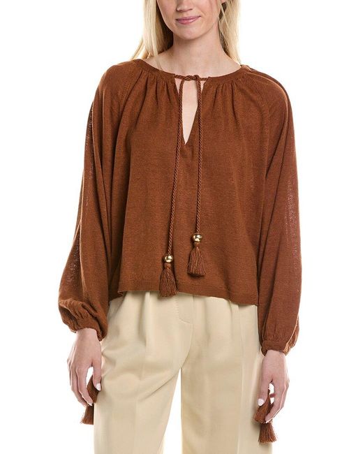 Max Mara Brown Quirite Linen Top