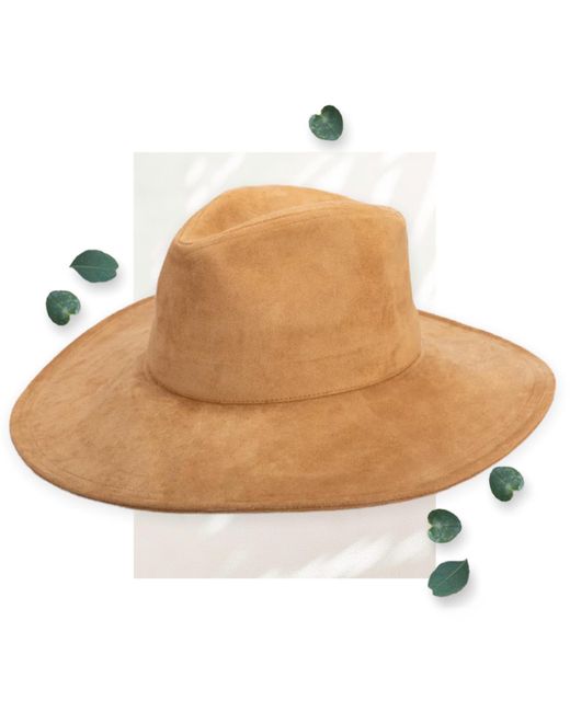 San Diego Hat Company Natural Pioneer Cut & Sew Faux Suede Fedora In Camel