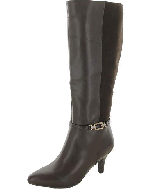 Karen Scott Gray Freylyn Faux Leather Dressy Knee-high Boots