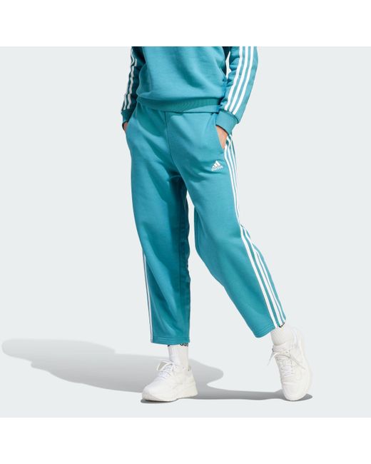 Adidas Blue Essentials 3-stripes Open Hem Fleece Pants