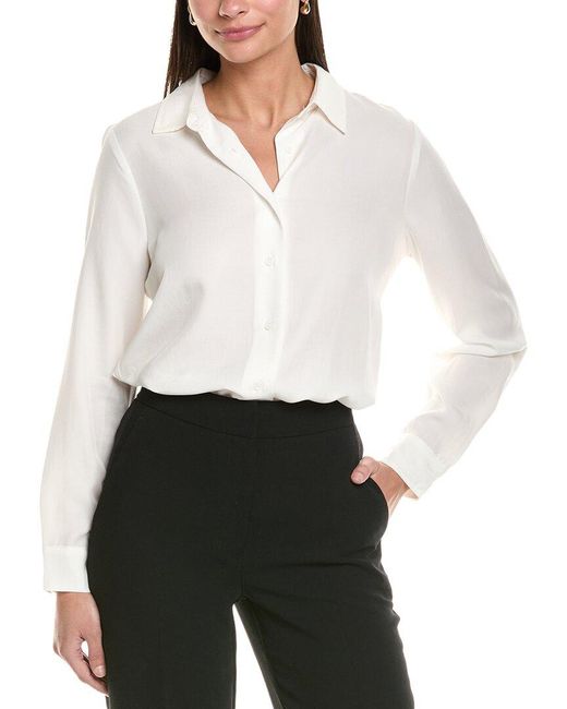 Elie by Elie Tahari White Collared Button-Down Shirt