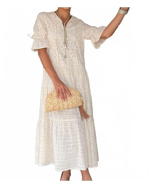 Coco Indigo White Broderie Eyelet Midi Dress
