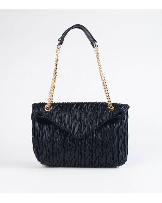 Sondra Roberts Blue Pleated Nappa Chain Strap Bag