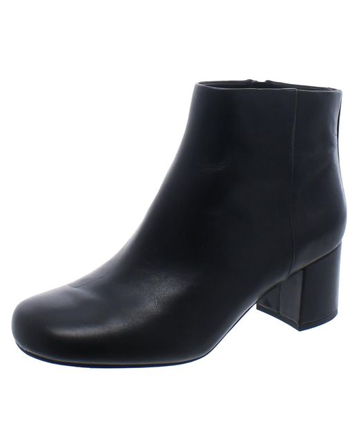 Vionic Black Leather Block Heel Ankle Boots