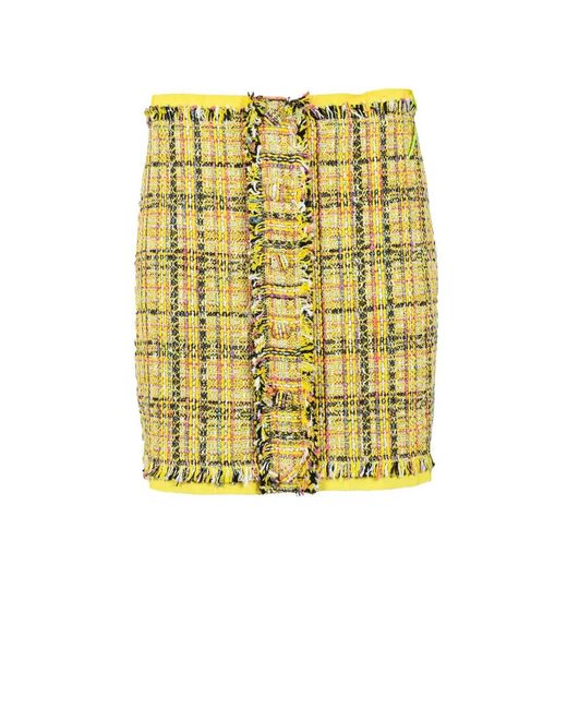 MSGM Yellow Mini Bouclé Skirt