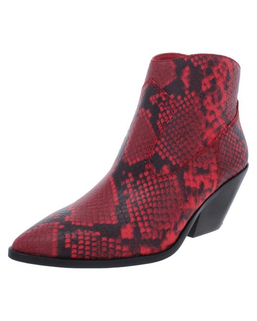 Vince Camuto Red Jemeila Snake Print Pointed Toe Booties
