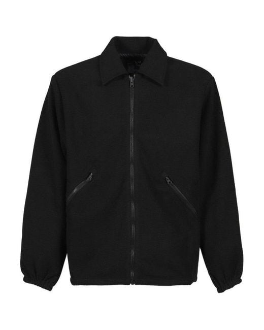 GR10K Black Minimalistic Jacket With Zip Fastening And Turn-Down Collar for men