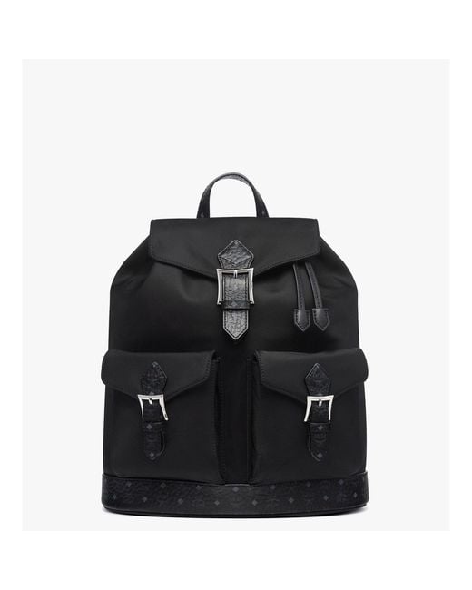 MCM Black Small Aren Drawstring Backpack for men