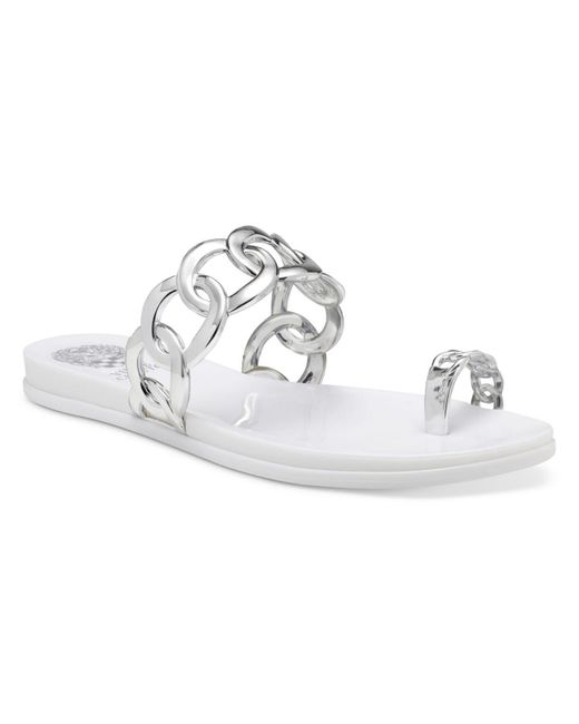 Vince Camuto White Emagenta Chain Toe Loop Jelly Sandals