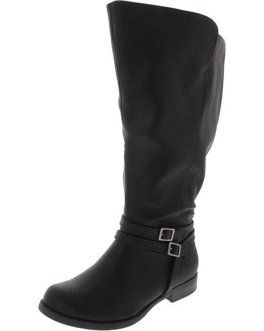Easy Street Black Bay Plus Faux Leather Wide Calf Mid-calf Boots