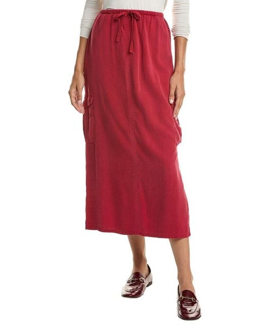Bella Dahl Red Cargo Midi Skirt