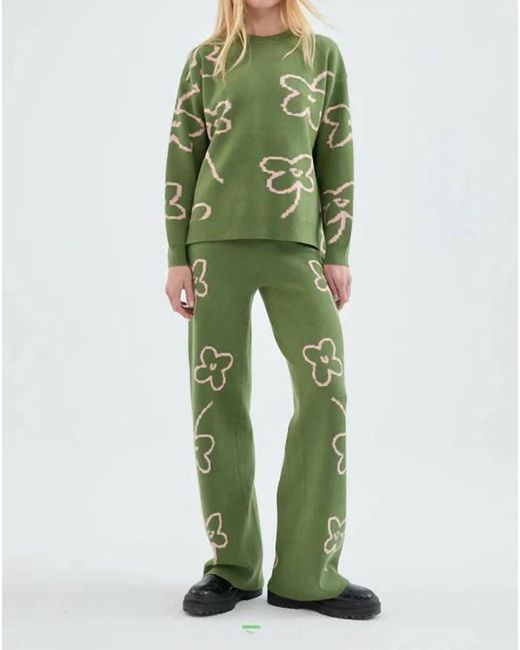 Compañía Fantástica Green Floral Jersey Sweater