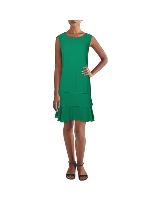 Ralph Lauren Green Ruffle Layed Shift Dress
