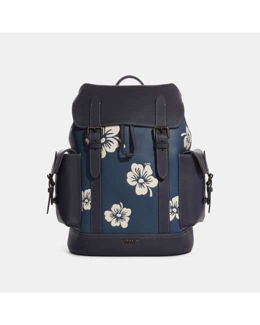Coach Outlet Blue Hudson Backpack With Aloha Floral Print