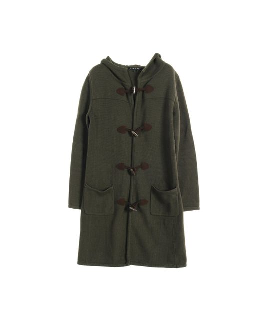 Theory Knitted Coat Duffle Coat Wool Cashmere Khaki Green