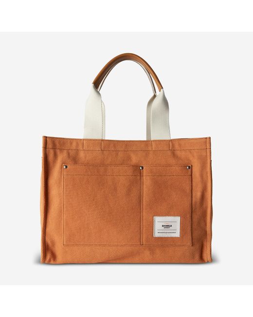 Shinola Brown Runabout Amber Twill Canvas Open Tote 20265335