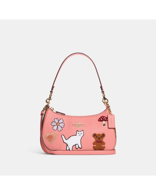 COACH Red Teri Shoulder Bag With Creature Patches