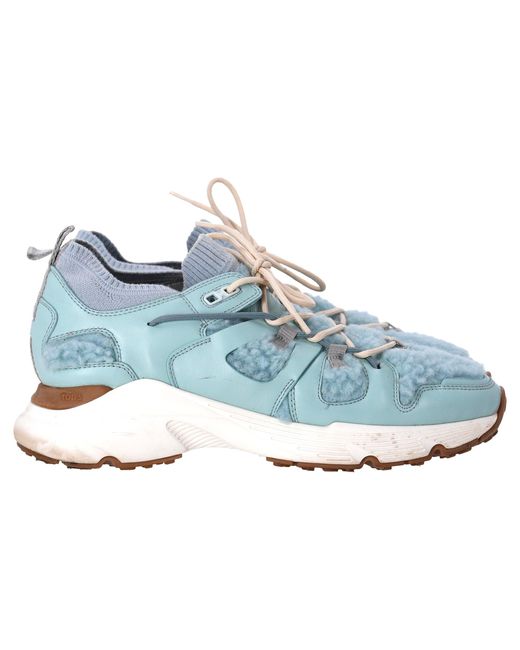 Tod's Blue Sheared Lace-Up Sneakers