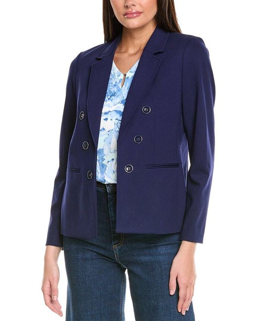 Jones New York Blue Faux Double-Breasted Jacket