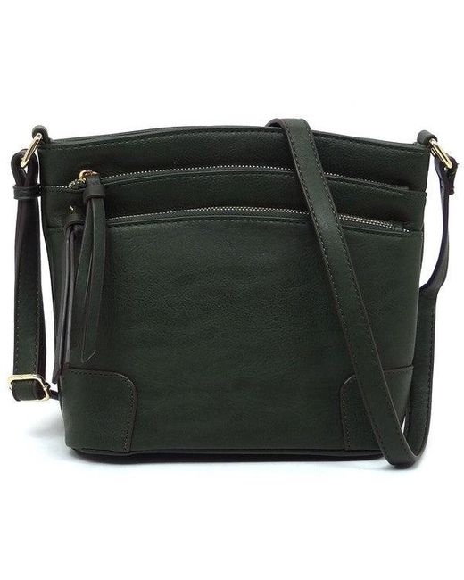 Fashnzfab Black Fashion Multi Zip Pocket Crossbody Bag