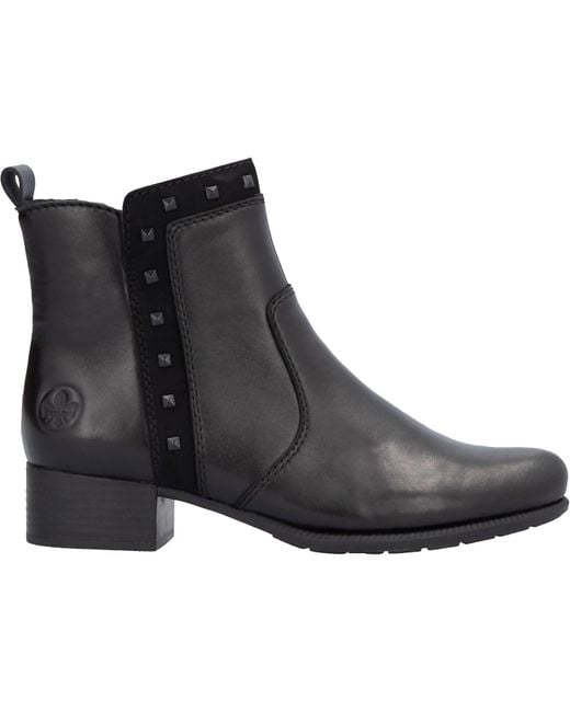 Rieker Black Leather Ankle Boots