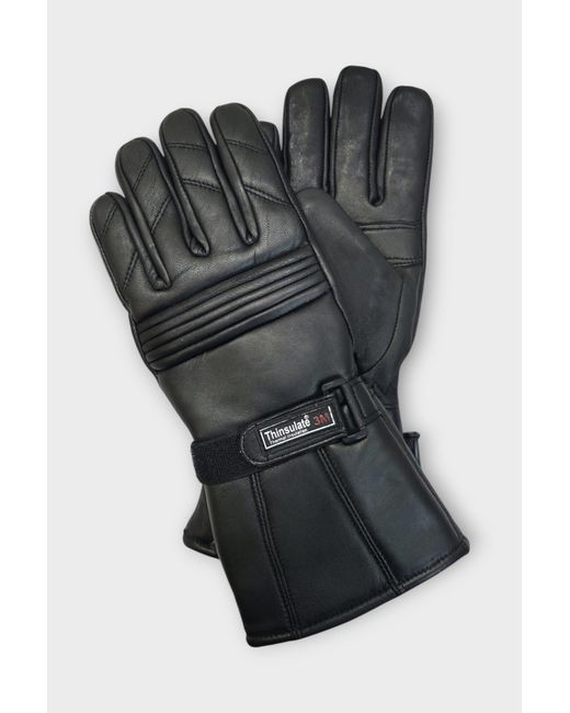 Infinity Leather Black Thermal Motorbike Padded Leather Gloves Waterproof Winter Summer Biker Protection for men