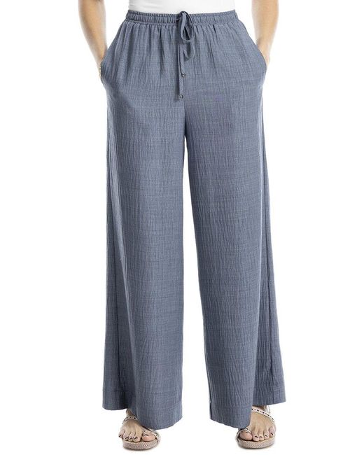 Max Studio Blue Two Tone Texture Woven Drawstring Pant