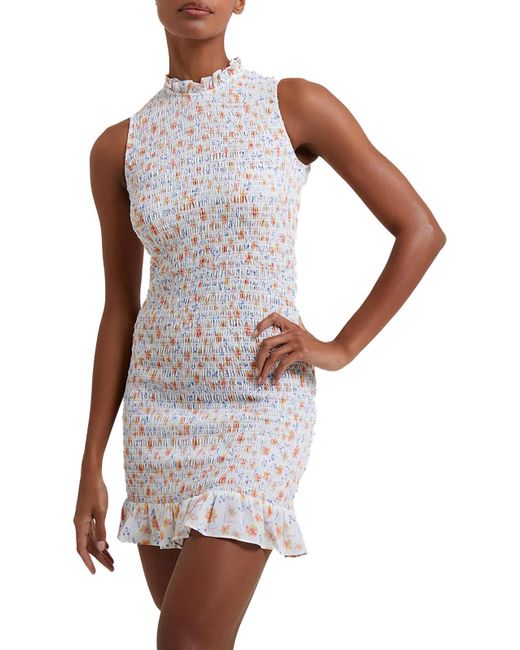 French Connection White Camille Verona Printed Short Mini Dress
