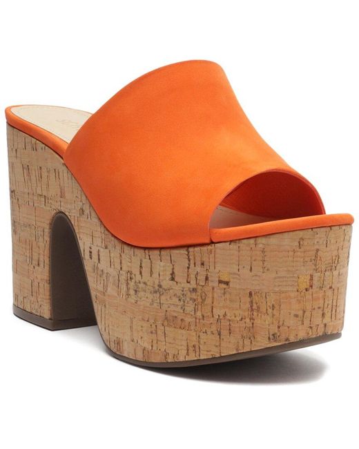 SCHUTZ SHOES Orange Dalle Cutout Leather & Cork Sandal
