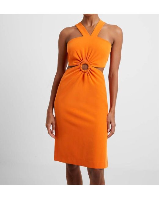 French Connection Orange Echo Recycled Crepe Halter Ring Dress