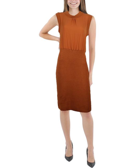 French Connection Brown Sleeveless Above Knee Sweaterdress