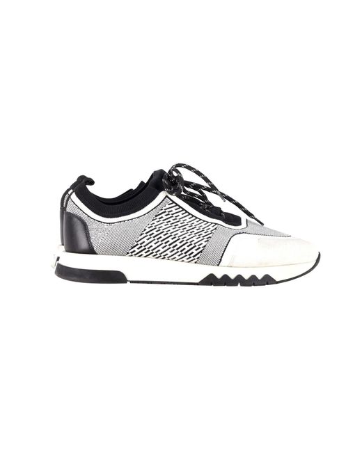 Hermès Hermes Addict Sneakers In White And Black Knit Canvas for men