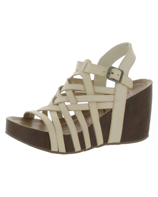 Blowfish Natural Harper Faux Leather Dressy Wedge Sandals