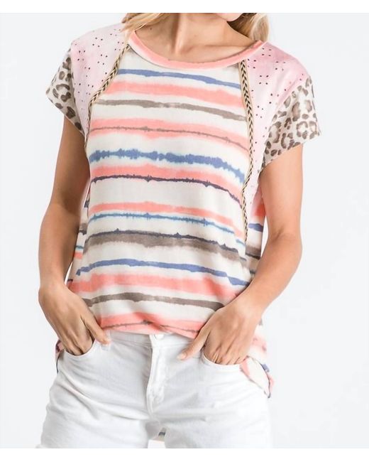 7Th Ray Striped And Leopard Shirt in White | Lyst