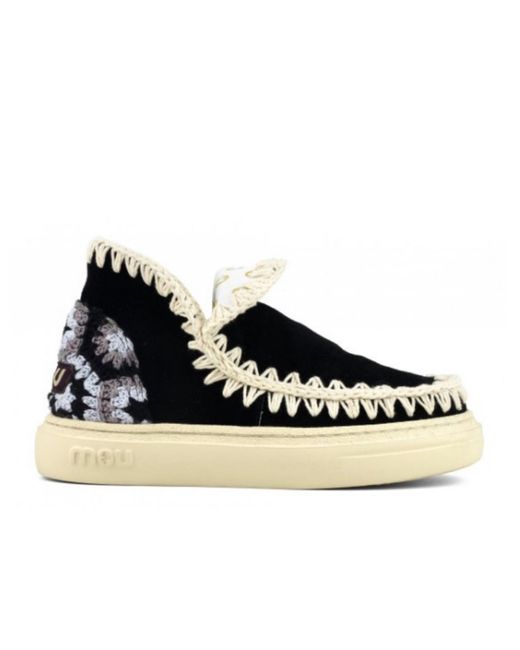 Mou Black Bold Eskimo Sneaker With Crochet Heel