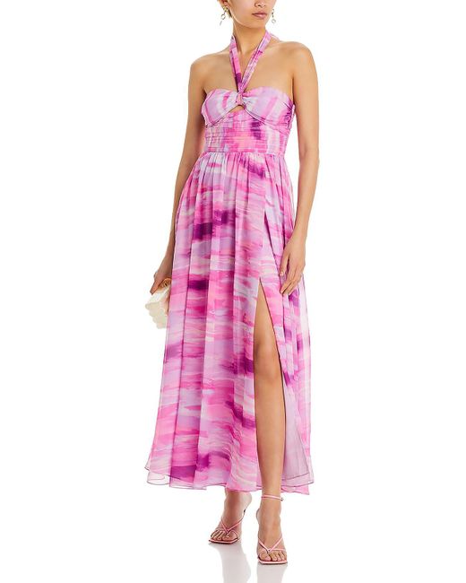 Aqua Pink Chiffon Long Maxi Dress