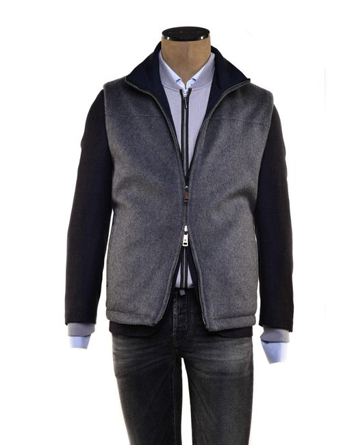 Kiton Blue Kired By Gange Reversible Cashmere Vest for men