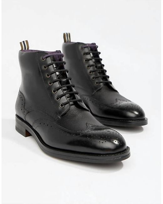 Ted Baker Twrens Brogue Boots In Black for Men Lyst