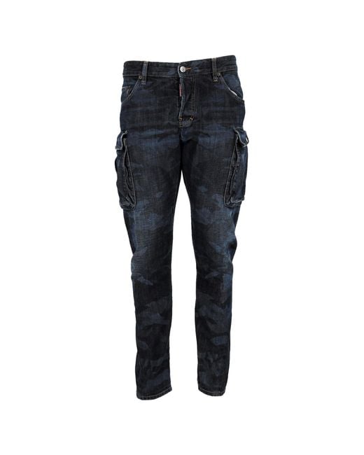 DSquared² Blue Camo Cargo Jeans for men