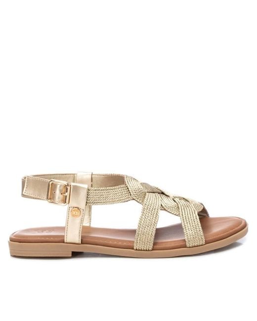 Xti Brown Braided Flat Sandals By