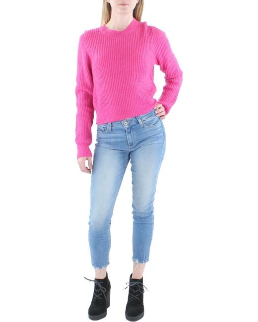 Z Supply Crewneck Cable Knit Pullover Sweater in Pink | Lyst