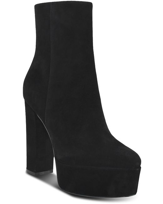 Marc Fisher Black Caled Faux Suede Platform Booties