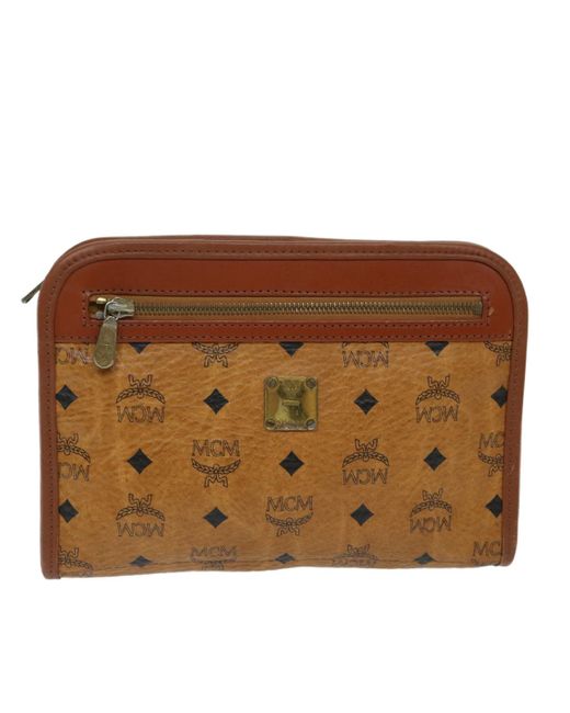 MCM Brown Visetos Stark Canvas Clutch Bag (pre-owned)