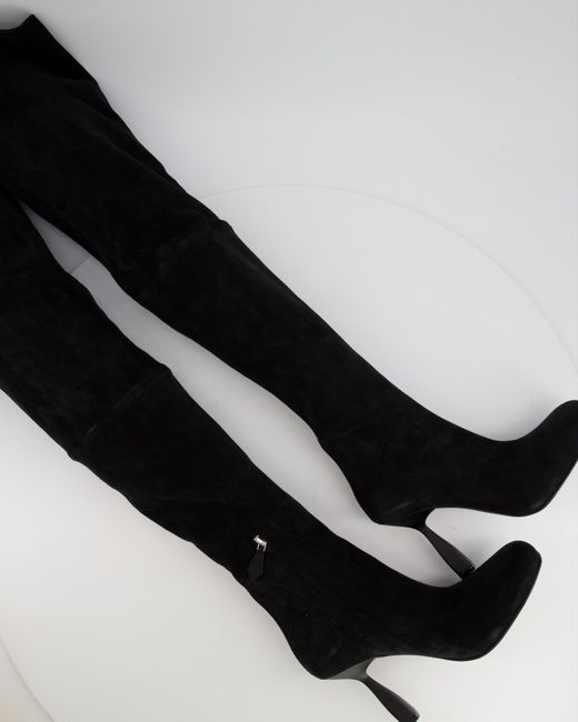 Hermès Black Hermès Suede Hurricane Thigh-high Boots