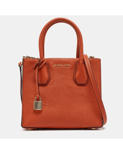 Michael Kors Red Leather Small Mercer Tote