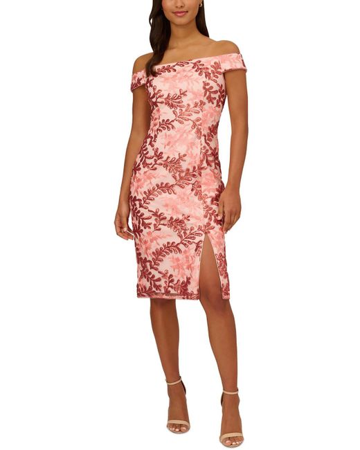Adrianna Papell Red Semi-formal Knee-length Cocktail And Party Dress