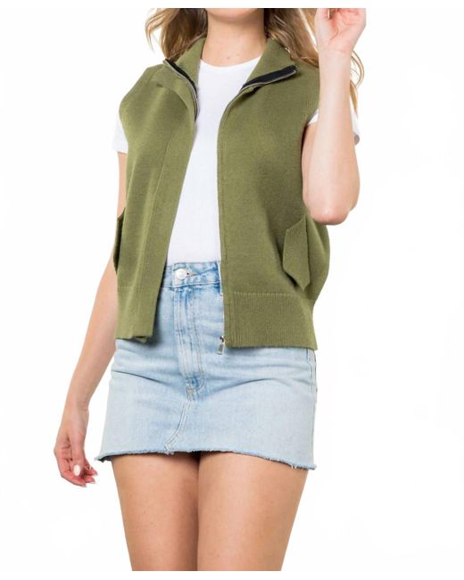 Thml Green Zip-Up Sweater Vest