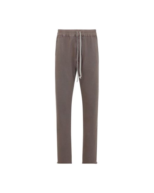Rick Owens Gray Dust Cotton Drawstring Pants With Relaxed Fit for men